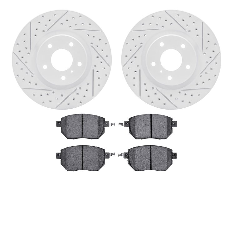 2502-67105 Geoperformance Drilled/Slotted Rotors w/5000 Advanced Brake Pads Kit, 2003-2011 Infiniti/Nissan, Position: Front