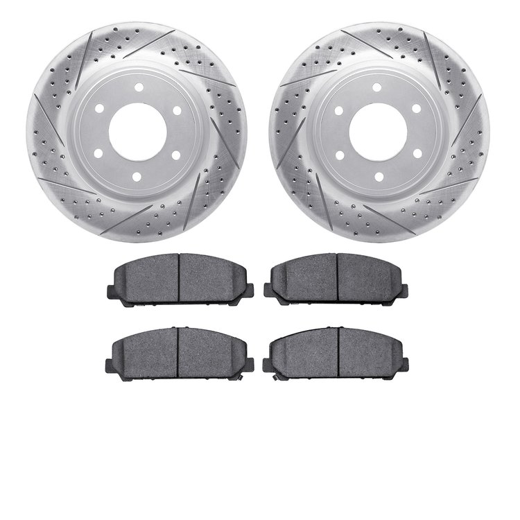 2502-67119 Geoperformance Drilled/Slotted Rotors w/5000 Advanced Brake Pads Kit, Fits Select Infiniti/Nissan, Position: Front