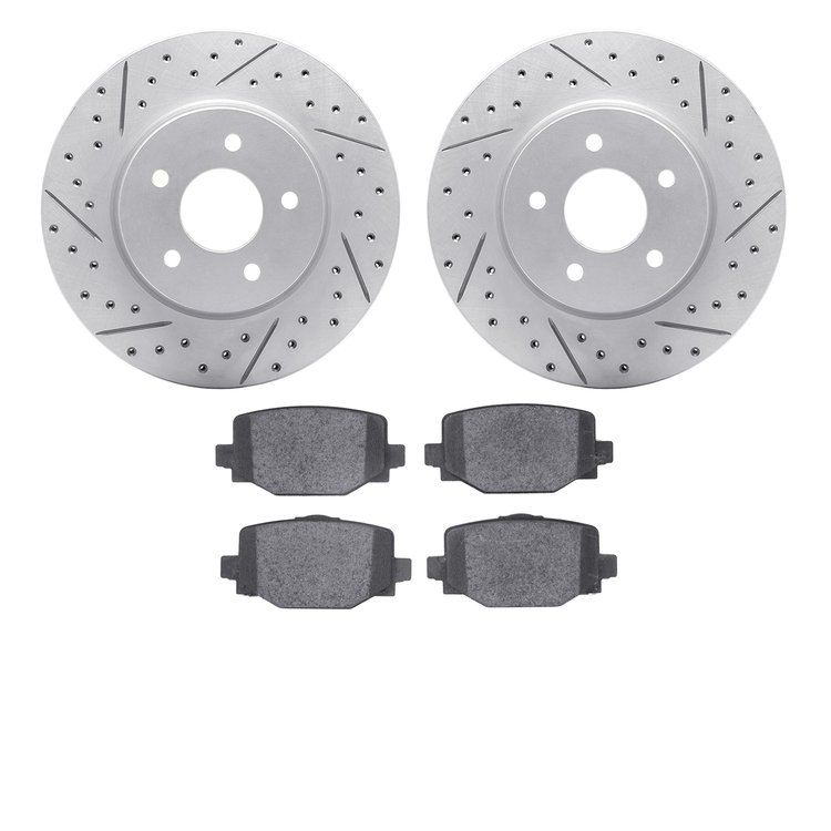 2502-68012 Geoperformance Drilled/Slotted Rotors w/5000 Advanced Brake Pads Kit, Fits Select Infiniti/Nissan, Position: Rear
