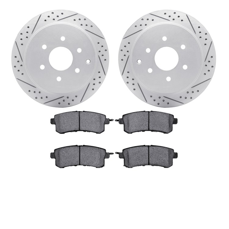 2502-68019 Geoperformance Drilled/Slotted Rotors w/5000 Advanced Brake Pads Kit, Fits Select Infiniti/Nissan, Position: Rear