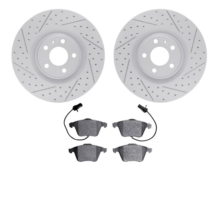 2502-73019 Geoperformance Drilled/Slotted Rotors w/5000 Advanced Brake Pads Kit, 2004-2009 Audi/Volkswagen, Position: Front