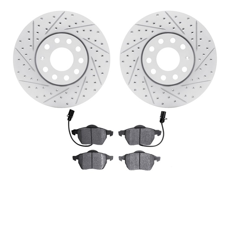 2502-73035 Geoperformance Drilled/Slotted Rotors w/5000 Advanced Brake Pads Kit, 1998-2008 Audi/Volkswagen, Position: Front