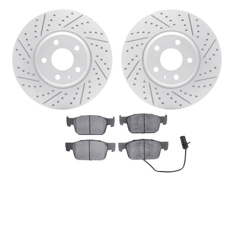 2502-73086 Geoperformance Drilled/Slotted Rotors w/5000 Advanced Brake Pads Kit, Fits Select Audi/Volkswagen, Position: Front
