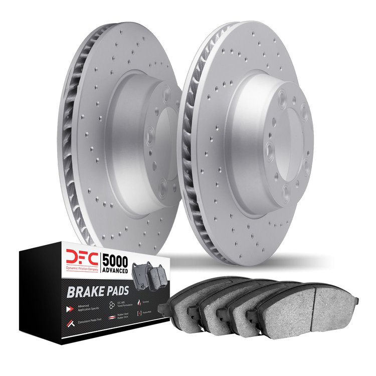 2502-73254 Geoperformance Drilled Brake Rotors w/5000 Advanced Brake Pads Kit, 2012-2018 Audi/Volkswagen, Position: Front