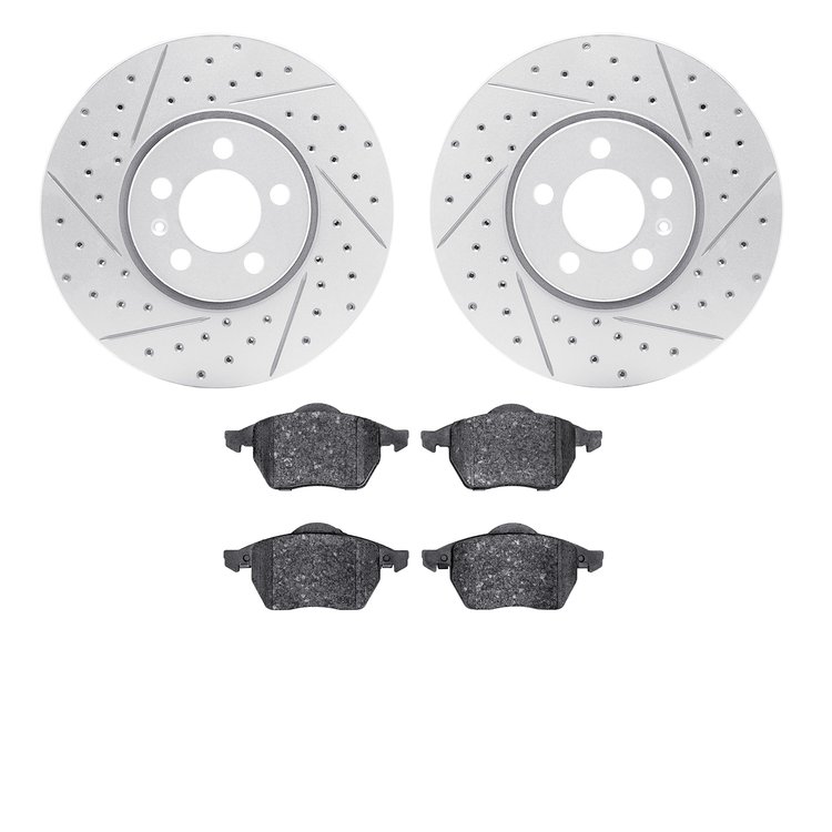 2502-74019 Geoperformance Drilled/Slotted Rotors w/5000 Advanced Brake Pads Kit, 1999-1999 Audi/Volkswagen, Position: Front