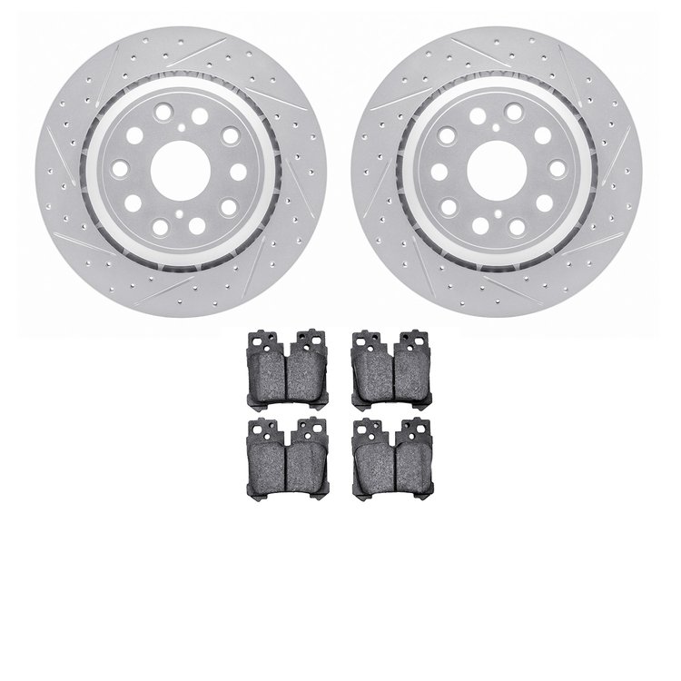 2502-75018 Geoperformance Drilled/Slotted Rotors w/5000 Advanced Brake Pads Kit, 2007-2017 Lexus/Toyota/Scion, Position: Rear