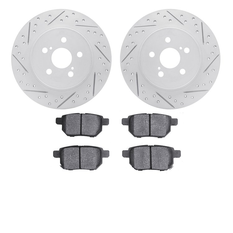 2502-75019 Geoperformance Drilled/Slotted Rotors w/5000 Advanced Brake Pads Kit, 2011-2017 Lexus/Toyota/Scion, Position: Rear