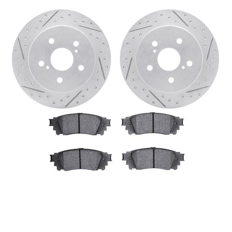 2502-75036 Geoperformance Drilled/Slotted Rotors w/5000 Advanced Brake Pads Kit, 2015-2021 Lexus/Toyota/Scion, Position: Rear