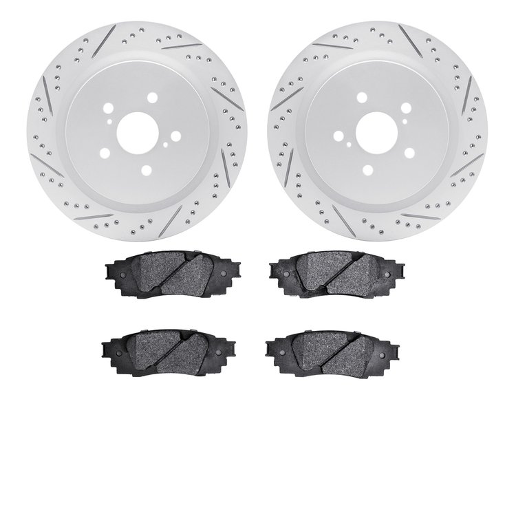 2502-75038 Geoperformance Drilled/Slotted Rotors w/5000 Advanced Brake Pads Kit, Fits Select Lexus/Toyota/Scion, Position: Rear
