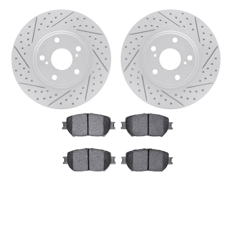 2502-76008 Geoperformance Drilled/Slotted Rotors w/5000 Advanced Brake Pads Kit, 2004-2004 Lexus/Toyota/Scion, Position: Front