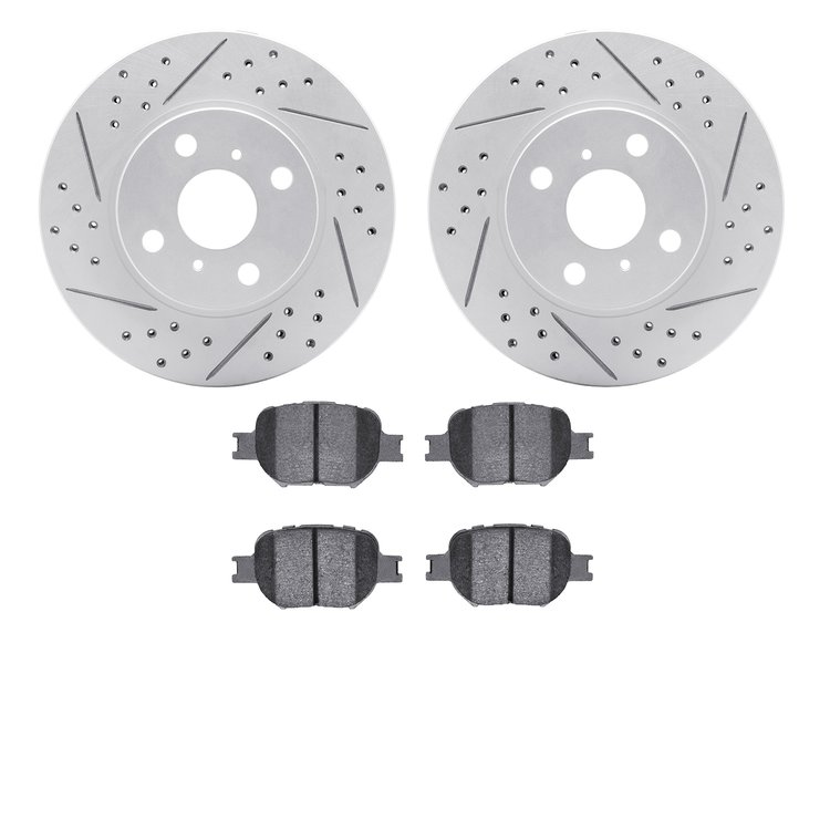 2502-76013 Geoperformance Drilled/Slotted Rotors w/5000 Advanced Brake Pads Kit, 2000-2010 Lexus/Toyota/Scion, Position: Front