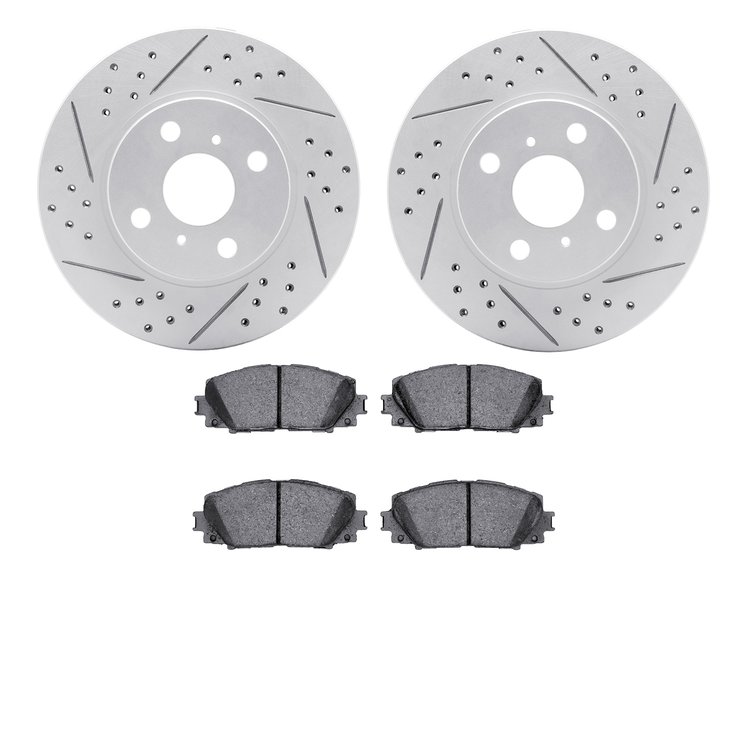 2502-76033 Geoperformance Drilled/Slotted Rotors w/5000 Advanced Brake Pads Kit, 2006-2018 Lexus/Toyota/Scion, Position: Front
