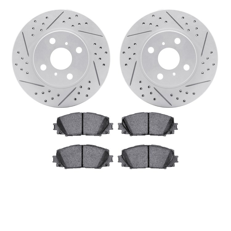 2502-76034 Geoperformance Drilled/Slotted Rotors w/5000 Advanced Brake Pads Kit, 2012-2019 Lexus/Toyota/Scion, Position: Front