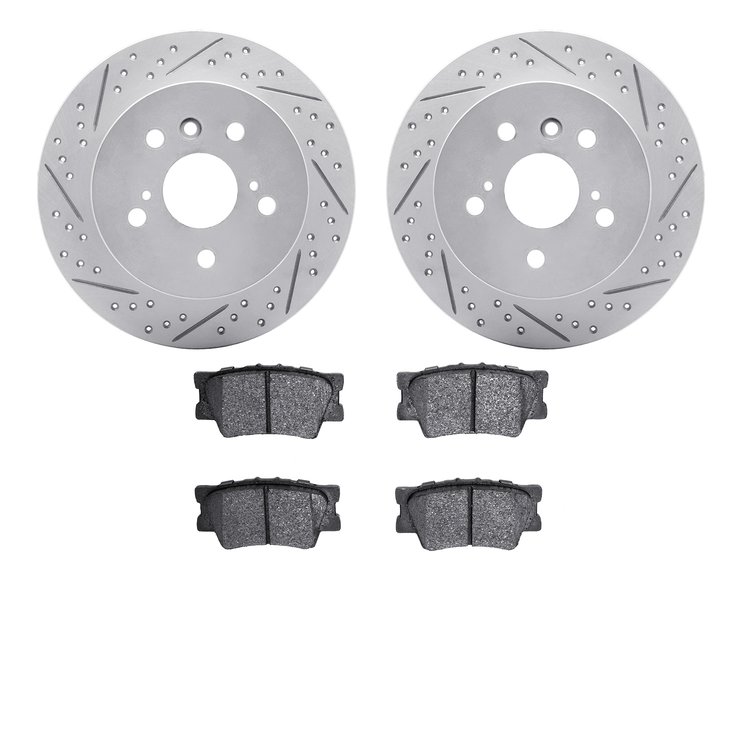 2502-76035 Geoperformance Drilled/Slotted Rotors w/5000 Advanced Brake Pads Kit, 2007-2012 Lexus/Toyota/Scion, Position: Rear