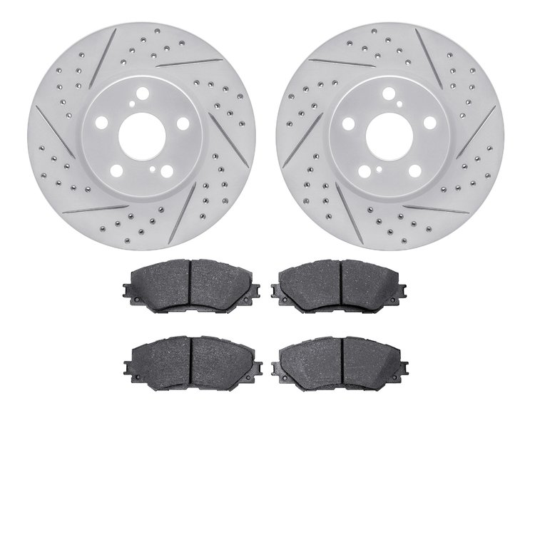 2502-76038 Geoperformance Drilled/Slotted Rotors w/5000 Advanced Brake Pads Kit, 2008-2019 Multiple Makes/Models, Position: Fron