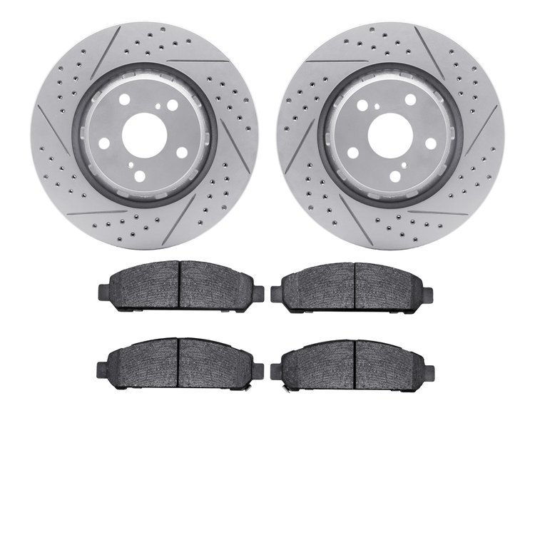 2502-76042 Geoperformance Drilled/Slotted Rotors w/5000 Advanced Brake Pads Kit, 2009-2015 Lexus/Toyota/Scion, Position: Front