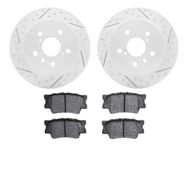 2502-76056 Geoperformance Drilled/Slotted Rotors w/5000 Advanced Brake Pads Kit, Fits Select Lexus/Toyota/Scion, Position: Rear