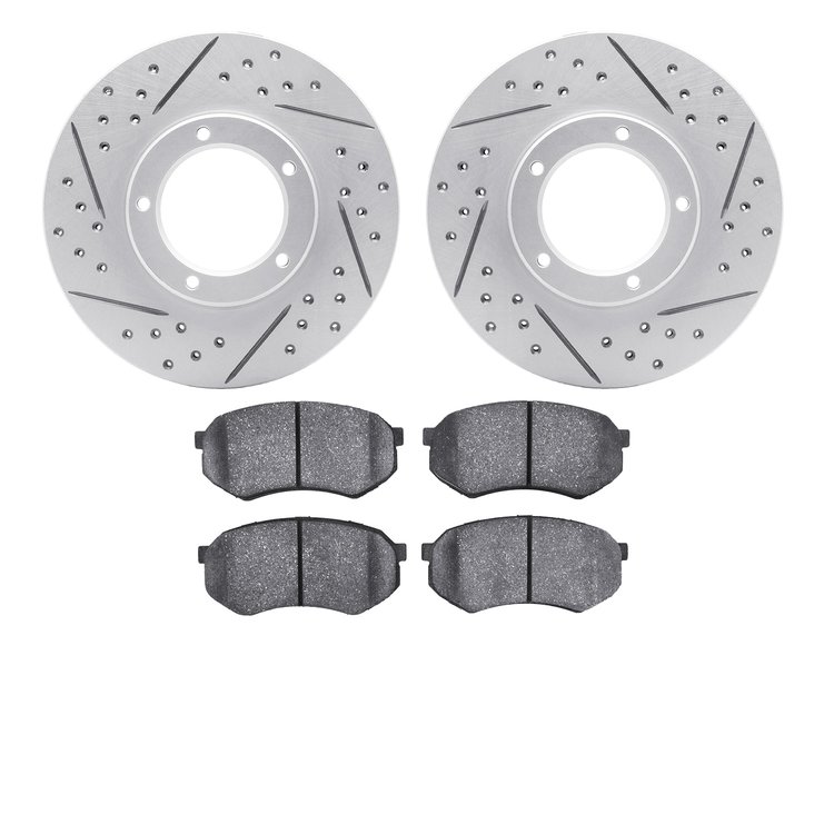 2502-76074 Geoperformance Drilled/Slotted Rotors w/5000 Advanced Brake Pads Kit, 1995-2004 Lexus/Toyota/Scion, Position: Front