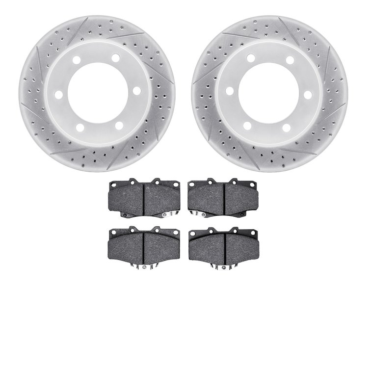 2502-76076 Geoperformance Drilled/Slotted Rotors w/5000 Advanced Brake Pads Kit, 1995-2004 Lexus/Toyota/Scion, Position: Front