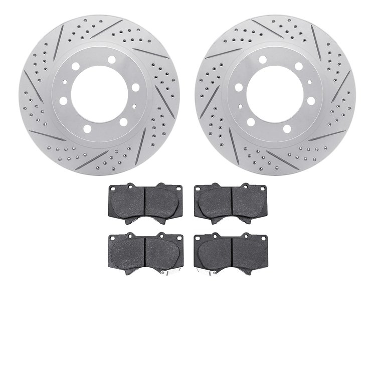 2502-76147 Geoperformance Drilled/Slotted Rotors w/5000 Advanced Brake Pads Kit, Fits Select Lexus/Toyota/Scion, Position: Front