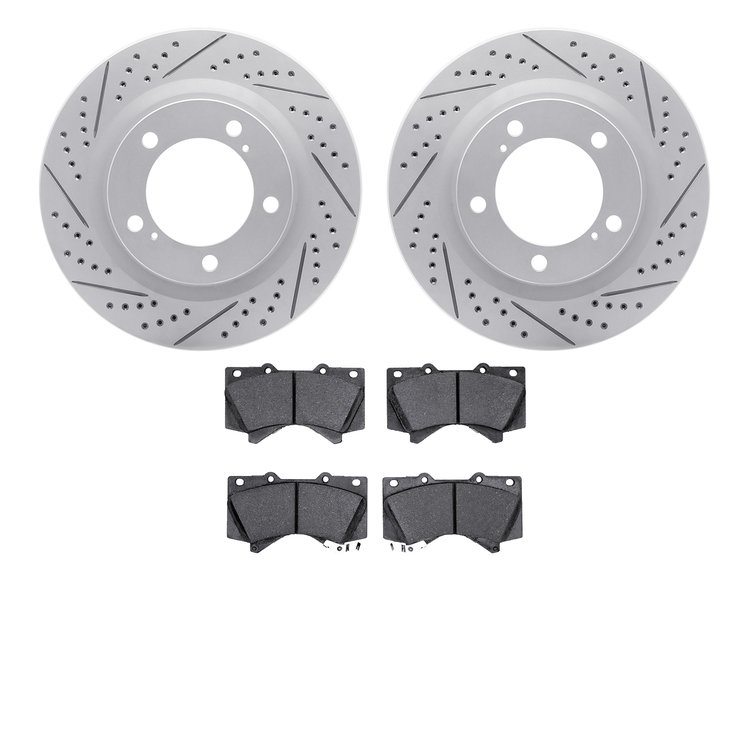 2502-76161 Geoperformance Drilled/Slotted Rotors w/5000 Advanced Brake Pads Kit, Fits Select Lexus/Toyota/Scion, Position: Front