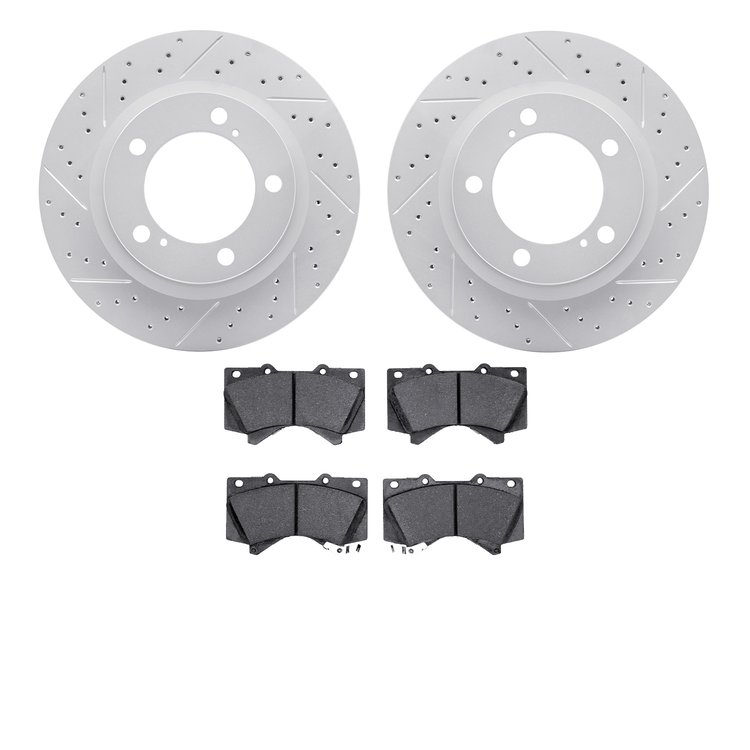 2502-76162 Geoperformance Drilled/Slotted Rotors w/5000 Advanced Brake Pads Kit, 2008-2021 Lexus/Toyota/Scion, Position: Front