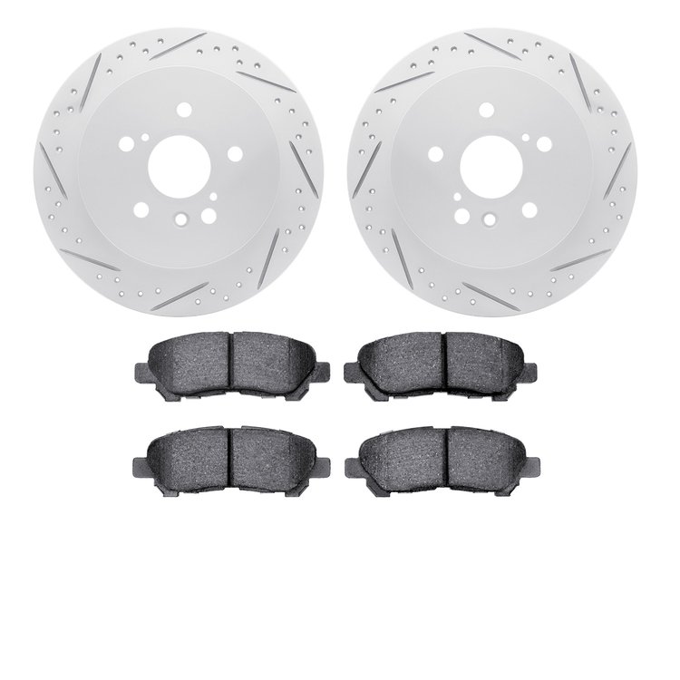 2502-76165 Geoperformance Drilled/Slotted Rotors w/5000 Advanced Brake Pads Kit, 2008-2013 Lexus/Toyota/Scion, Position: Rear