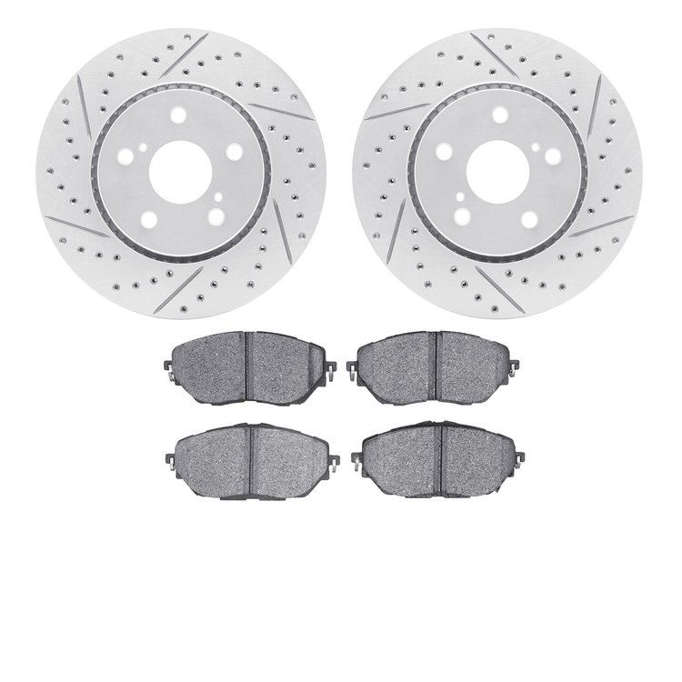 2502-76183 Geoperformance Drilled/Slotted Rotors w/5000 Advanced Brake Pads Kit, Fits Select Lexus/Toyota/Scion, Position: Front
