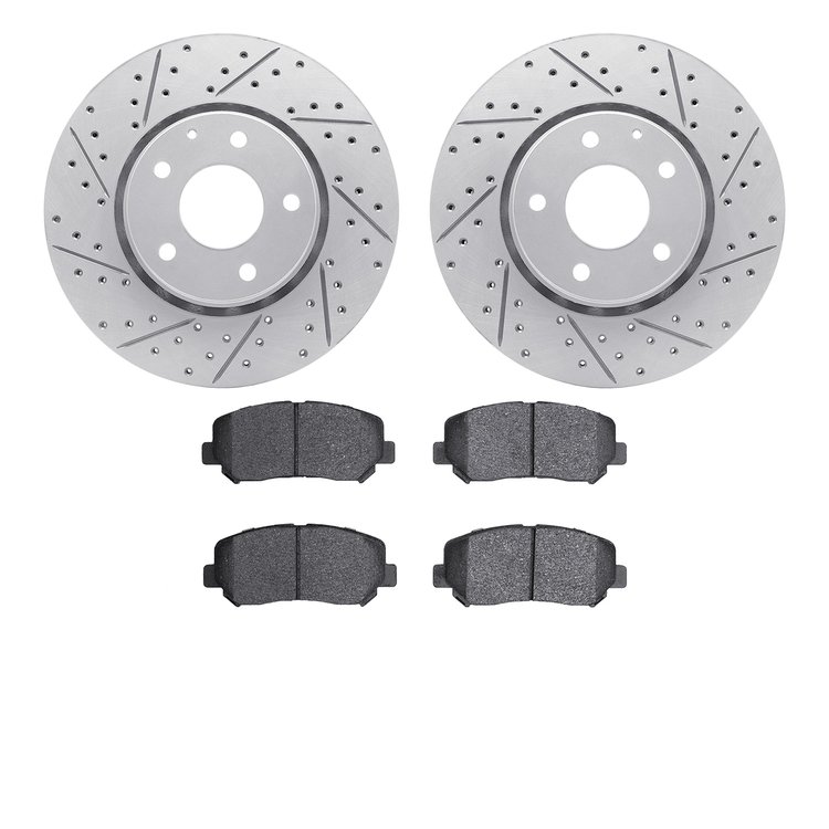 2502-80074 Geoperformance Drilled/Slotted Rotors w/5000 Advanced Brake Pads Kit, Fits Select Ford/Lincoln/Mercury/Mazda, Positio