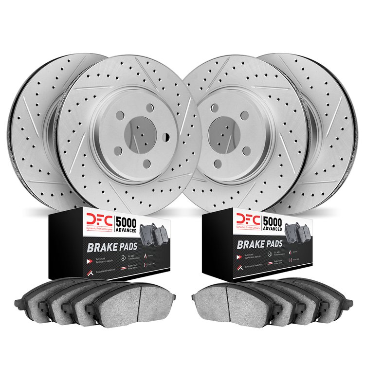2504-03039 Geoperformance Drilled/Slotted Rotors w/5000 Advanced Brake Pads Kit, 2012-2017 Kia/Hyundai/Genesis, Position: Front