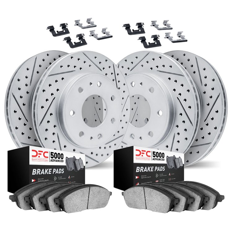 2504-54269 Geoperformance Drilled/Slotted Rotors w/5000 Advanced Brake Pads Kit, 2009-2009 Ford/Lincoln/Mercury/Mazda, Position: