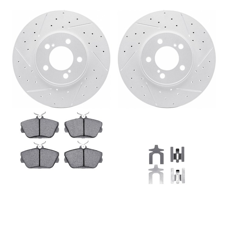 2512-54010 Geoperformance Drilled/Slotted Rotors w/5000 Advanced Brake Pads Kit & Hardware, 1995-2002 Ford/Lincoln/Mercury/Mazda