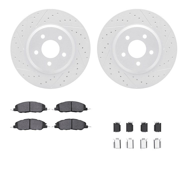 2512-54034 Geoperformance Drilled/Slotted Rotors w/5000 Advanced Brake Pads Kit & Hardware, 2007-2014 Ford/Lincoln/Mercury/Mazda