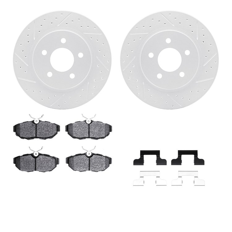 2512-54036 Geoperformance Drilled/Slotted Rotors w/5000 Advanced Brake Pads Kit & Hardware, 2007-2014 Ford/Lincoln/Mercury/Mazda
