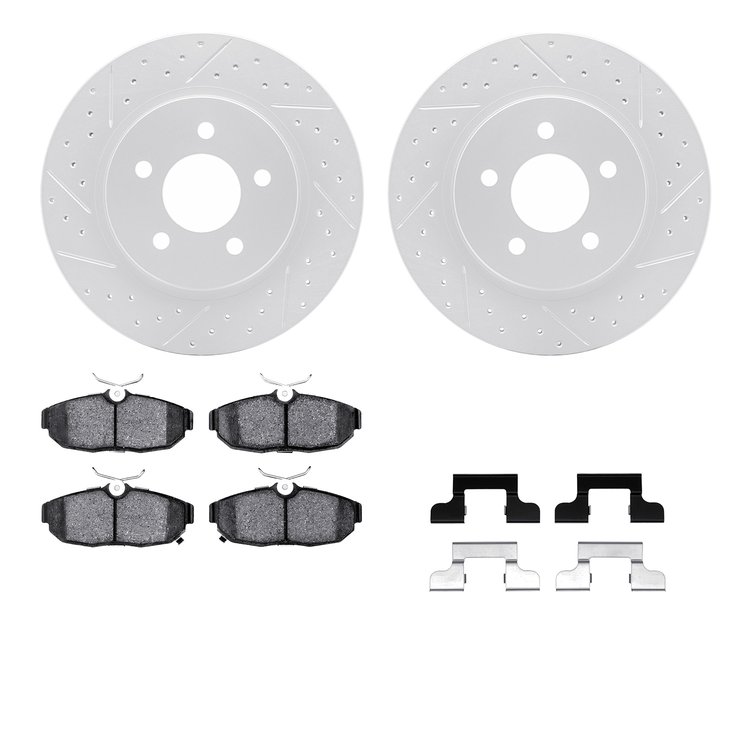 2512-54038 Geoperformance Drilled/Slotted Rotors w/5000 Advanced Brake Pads Kit & Hardware, 2012-2014 Ford/Lincoln/Mercury/Mazda