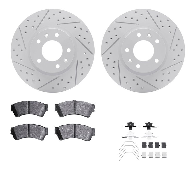 2512-54039 Geoperformance Drilled/Slotted Rotors w/5000 Advanced Brake Pads Kit & Hardware, 2006-2012 Ford/Lincoln/Mercury/Mazda