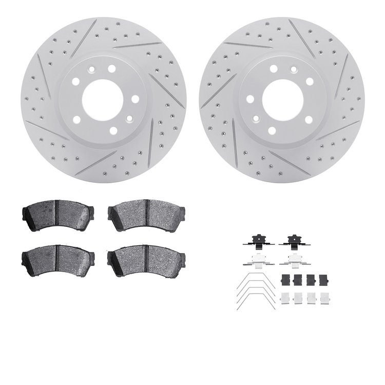 2512-54040 Geoperformance Drilled/Slotted Rotors w/5000 Advanced Brake Pads Kit & Hardware, 2006-2013 Ford/Lincoln/Mercury/Mazda