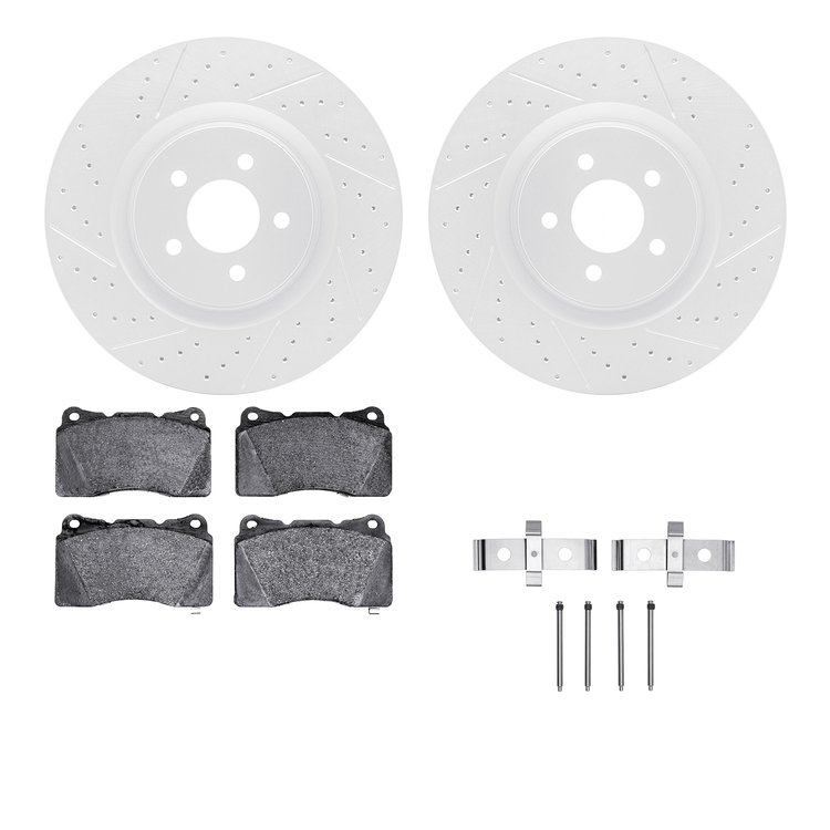 2512-54042 Geoperformance Drilled/Slotted Rotors w/5000 Advanced Brake Pads Kit & Hardware, 2007-2011 Ford/Lincoln/Mercury/Mazda
