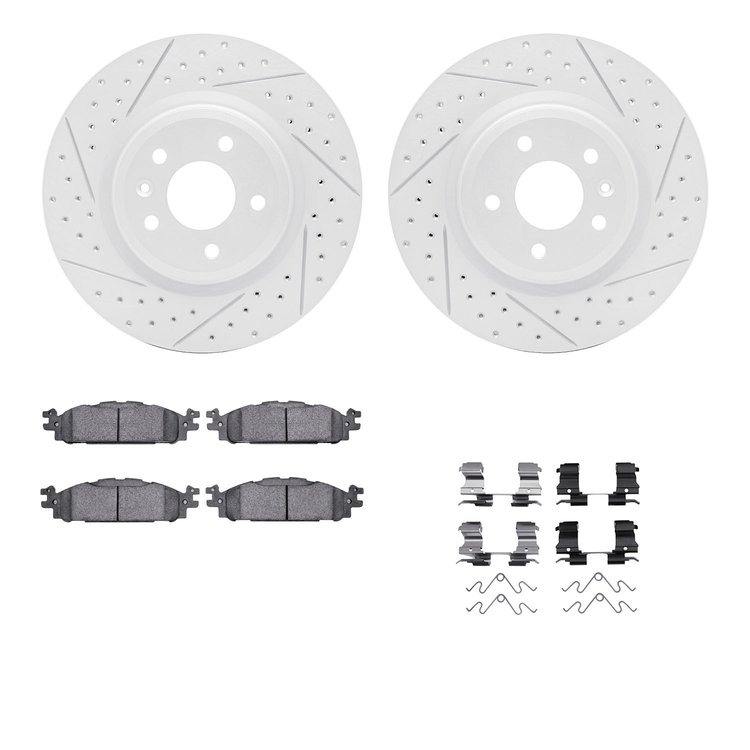 2512-54046 Geoperformance Drilled/Slotted Rotors w/5000 Advanced Brake Pads Kit & Hardware, 2009-2010 Ford/Lincoln/Mercury/Mazda