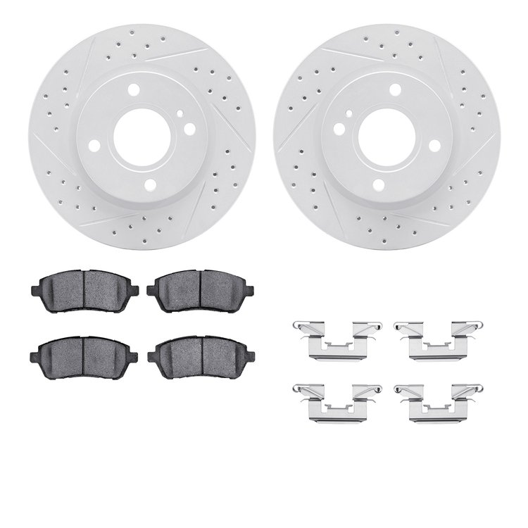 2512-54047 Geoperformance Drilled/Slotted Rotors w/5000 Advanced Brake Pads Kit & Hardware, 2011-2019 Ford/Lincoln/Mercury/Mazda