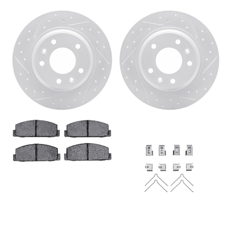2512-54048 Geoperformance Drilled/Slotted Rotors w/5000 Advanced Brake Pads Kit & Hardware, 2003-2005 Ford/Lincoln/Mercury/Mazda