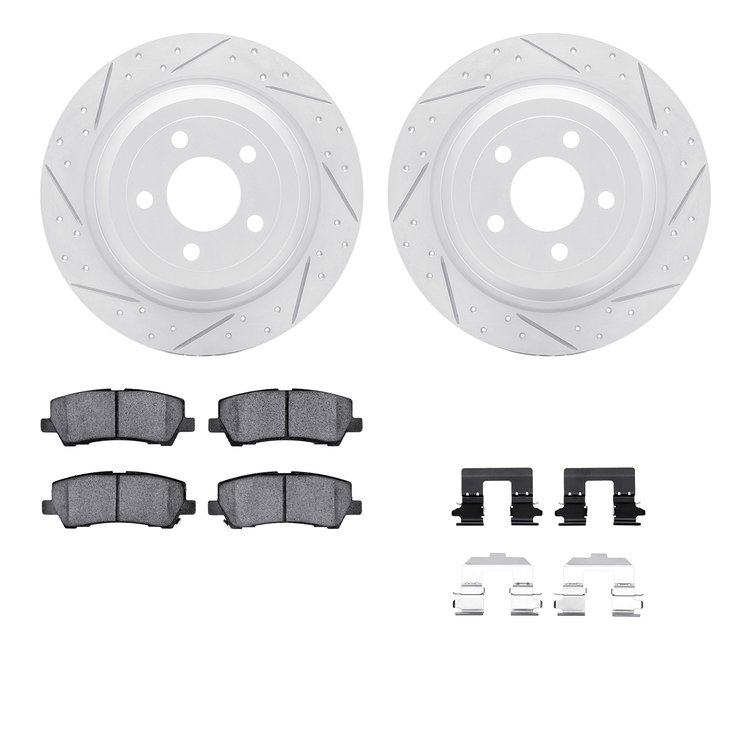 2512-54067 Geoperformance Drilled/Slotted Rotors w/5000 Advanced Brake Pads Kit & Hardware, 2015-2021 Ford/Lincoln/Mercury/Mazda