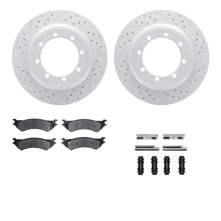2512-54114 Geoperformance Drilled/Slotted Rotors w/5000 Advanced Brake Pads Kit & Hardware, 1999-2007 Ford/Lincoln/Mercury/Mazda
