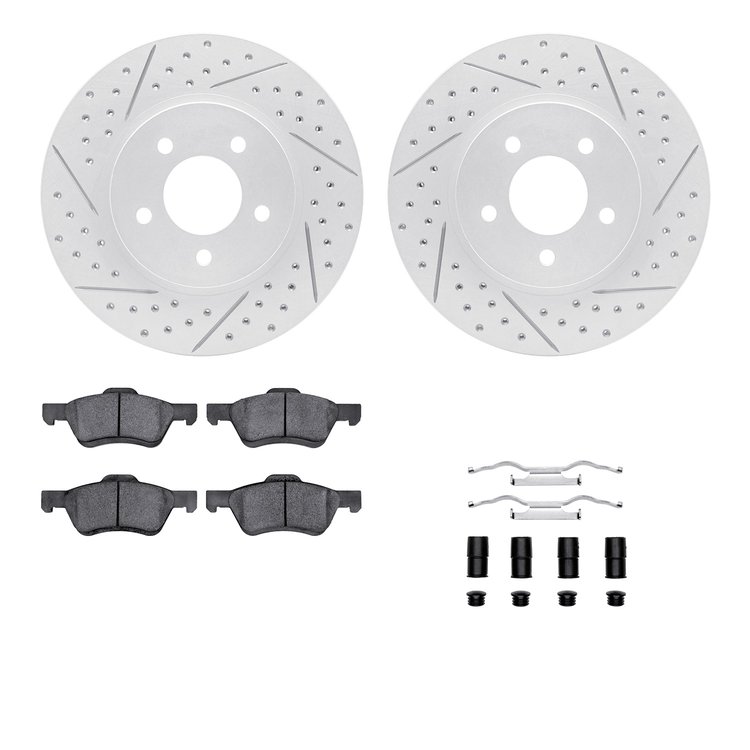 2512-54173 Geoperformance Drilled/Slotted Rotors w/5000 Advanced Brake Pads Kit & Hardware, 2009-2012 Ford/Lincoln/Mercury/Mazda