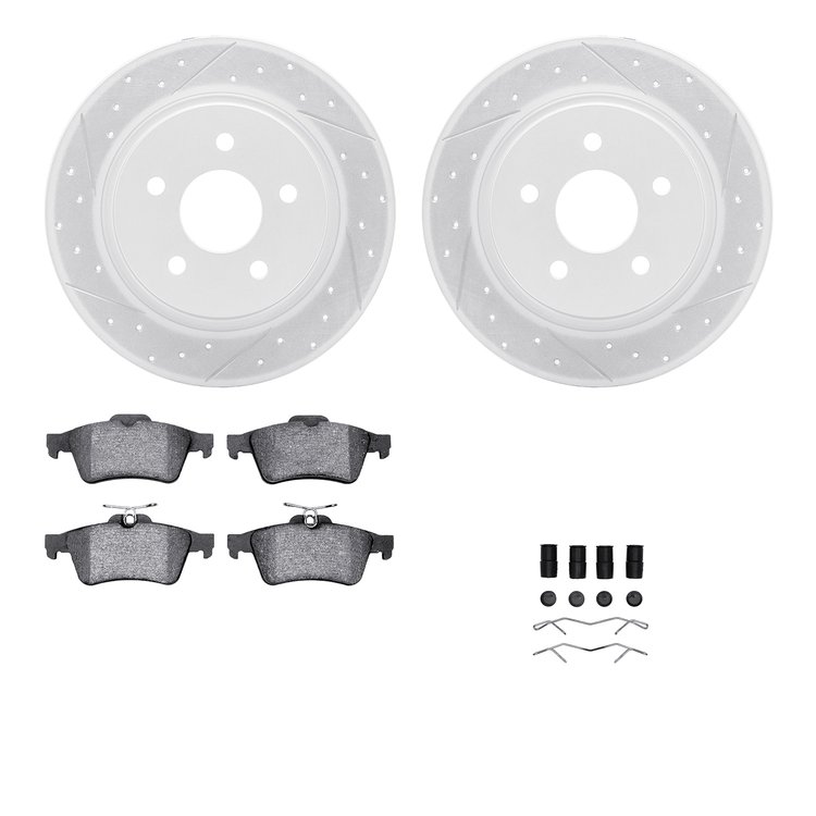 2512-54179 Geoperformance Drilled/Slotted Rotors w/5000 Advanced Brake Pads Kit & Hardware, 2013-2018 Ford/Lincoln/Mercury/Mazda
