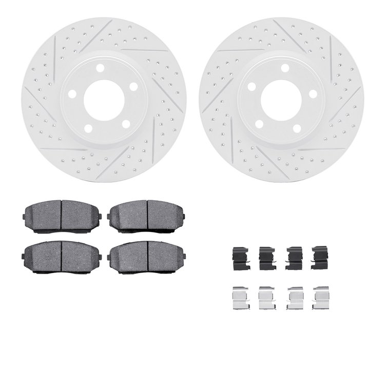 2512-54189 Geoperformance Drilled/Slotted Rotors w/5000 Advanced Brake Pads Kit & Hardware, 2007-2008 Ford/Lincoln/Mercury/Mazda