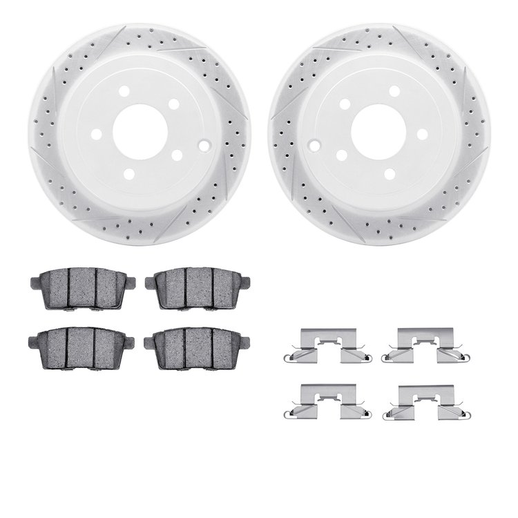 2512-54190 Geoperformance Drilled/Slotted Rotors w/5000 Advanced Brake Pads Kit & Hardware, 2007-2010 Ford/Lincoln/Mercury/Mazda