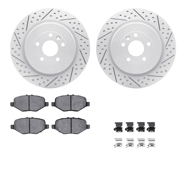 2512-54215 Geoperformance Drilled/Slotted Rotors w/5000 Advanced Brake Pads Kit & Hardware, 2013-2019 Ford/Lincoln/Mercury/Mazda