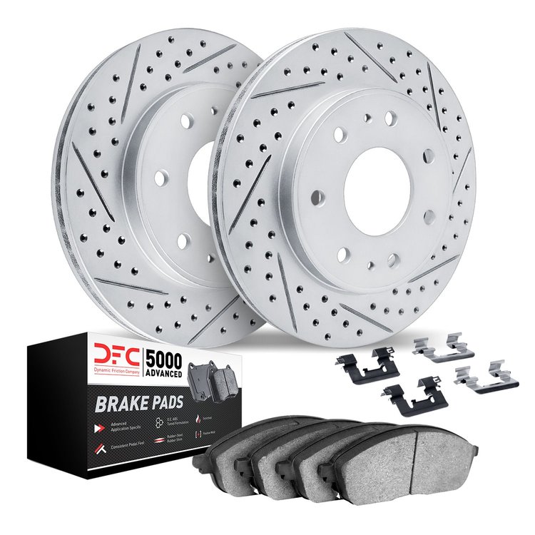2512-54224 Geoperformance Drilled/Slotted Rotors w/5000 Advanced Brake Pads Kit & Hardware, 2010-2014 Ford/Lincoln/Mercury/Mazda