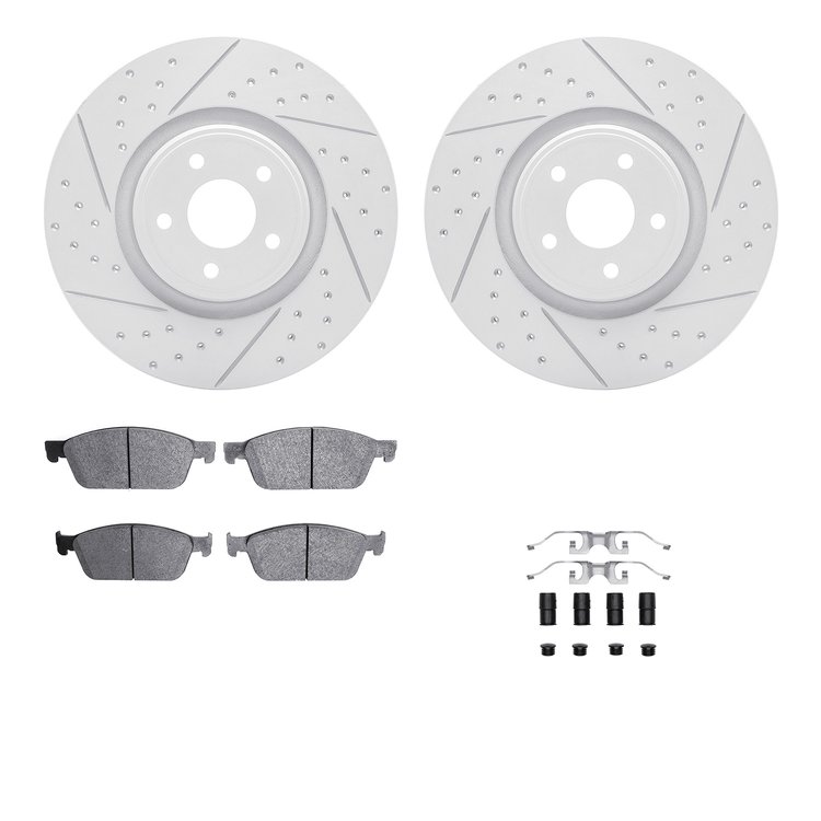 2512-54226 Geoperformance Drilled/Slotted Rotors w/5000 Advanced Brake Pads Kit & Hardware, 2014-2019 Ford/Lincoln/Mercury/Mazda